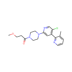 COCCC(=O)N1CCN(c2cc(-c3ncccc3C)c(Cl)cn2)CC1 ZINC000142009338