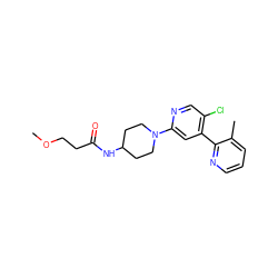 COCCC(=O)NC1CCN(c2cc(-c3ncccc3C)c(Cl)cn2)CC1 ZINC000146878640