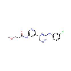 COCCC(=O)Nc1cncc(-c2cncc(Nc3cccc(Cl)c3)n2)c1 ZINC000013648382