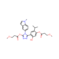 COCCC(=O)Oc1cc(O)c(-c2nnc(OC(=O)CCOC)n2-c2ccc3c(ccn3C)c2)cc1C(C)C ZINC000115808948