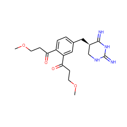 COCCC(=O)c1ccc(C[C@@H]2CNC(=N)NC2=N)cc1C(=O)CCOC ZINC000027108752