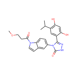 COCCC(=O)n1ccc2cc(-n3c(-c4cc(C(C)C)c(O)cc4O)n[nH]c3=O)ccc21 ZINC000115807290