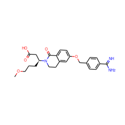 COCCC[C@@H](CC(=O)O)N1CCc2cc(OCc3ccc(C(=N)N)cc3)ccc2C1=O ZINC000026506466