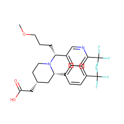 COCCC[C@H](c1ccc(C(F)(F)F)nc1)N1CC[C@@H](CC(=O)O)C[C@H]1c1ccc(C(F)(F)F)cc1 ZINC000045390335