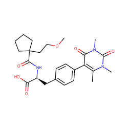 COCCC1(C(=O)N[C@@H](Cc2ccc(-c3c(C)n(C)c(=O)n(C)c3=O)cc2)C(=O)O)CCCC1 ZINC000034246841