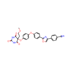 COCCC1(Oc2ccc(Oc3ccc(-c4nc(-c5ccc(C#N)cc5)co4)cc3)cc2)C(=O)NC(=O)NC1=O ZINC000003926117