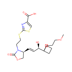 COCCCC1([C@H](O)/C=C/[C@H]2COC(=O)N2CCSc2nc(C(=O)O)cs2)CCC1 ZINC000034481028