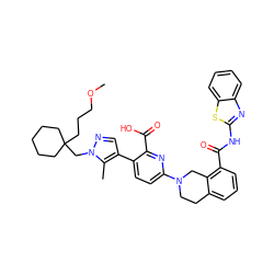 COCCCC1(Cn2ncc(-c3ccc(N4CCc5cccc(C(=O)Nc6nc7ccccc7s6)c5C4)nc3C(=O)O)c2C)CCCCC1 ZINC000205406456