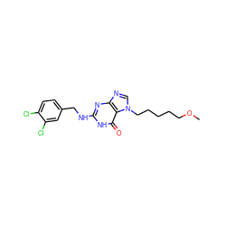 COCCCCCn1cnc2nc(NCc3ccc(Cl)c(Cl)c3)[nH]c(=O)c21 ZINC000028356602