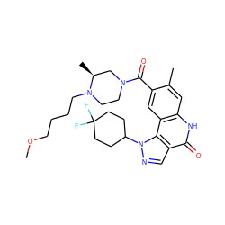 COCCCCN1CCN(C(=O)c2cc3c(cc2C)[nH]c(=O)c2cnn(C4CCC(F)(F)CC4)c23)C[C@@H]1C ZINC000169271959