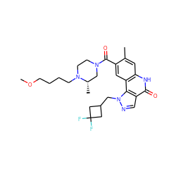 COCCCCN1CCN(C(=O)c2cc3c(cc2C)[nH]c(=O)c2cnn(CC4CC(F)(F)C4)c23)C[C@@H]1C ZINC000261150479