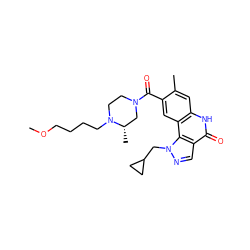 COCCCCN1CCN(C(=O)c2cc3c(cc2C)[nH]c(=O)c2cnn(CC4CC4)c23)C[C@@H]1C ZINC000261185396