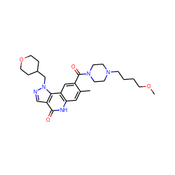 COCCCCN1CCN(C(=O)c2cc3c(cc2C)[nH]c(=O)c2cnn(CC4CCOCC4)c23)CC1 ZINC000261168664