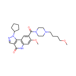 COCCCCN1CCN(C(=O)c2cc3c(cc2OC)[nH]c(=O)c2cnn(C4CCCC4)c23)CC1 ZINC000261133527