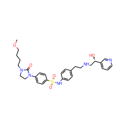 COCCCCN1CCN(c2ccc(S(=O)(=O)Nc3ccc(CCNC[C@H](O)c4cccnc4)cc3)cc2)C1=O ZINC000027872593