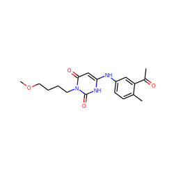 COCCCCn1c(=O)cc(Nc2ccc(C)c(C(C)=O)c2)[nH]c1=O ZINC000013522376