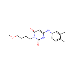 COCCCCn1c(=O)cc(Nc2ccc(C)c(C)c2)[nH]c1=O ZINC000013522334