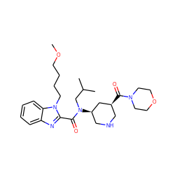 COCCCCn1c(C(=O)N(CC(C)C)[C@@H]2CNC[C@H](C(=O)N3CCOCC3)C2)nc2ccccc21 ZINC000116133358