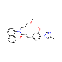 COCCCN(C(=O)/C=C/c1ccc(-n2cnc(C)c2)c(OC)c1)c1cccc2ccccc12 ZINC000082155921