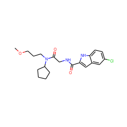 COCCCN(C(=O)CNC(=O)c1cc2cc(Cl)ccc2[nH]1)C1CCCC1 ZINC000028134339