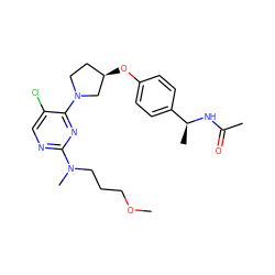 COCCCN(C)c1ncc(Cl)c(N2CC[C@@H](Oc3ccc([C@H](C)NC(C)=O)cc3)C2)n1 ZINC000261174479