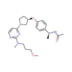 COCCCN(C)c1nccc(N2CC[C@@H](Oc3ccc([C@H](C)NC(C)=O)cc3)C2)n1 ZINC000261182767