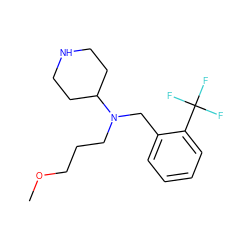 COCCCN(Cc1ccccc1C(F)(F)F)C1CCNCC1 ZINC000084589087