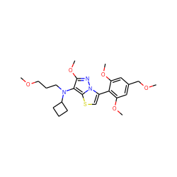 COCCCN(c1c(OC)nn2c(-c3c(OC)cc(COC)cc3OC)csc12)C1CCC1 ZINC000096172596