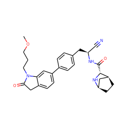 COCCCN1C(=O)Cc2ccc(-c3ccc(C[C@@H](C#N)NC(=O)[C@H]4N[C@@H]5CC[C@H]4C5)cc3)cc21 ZINC000221948108