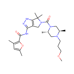 COCCCN1C[C@H](C)N(C(=O)N2Cc3c(NC(=O)c4oc(C)cc4C)n[nH]c3C2(C)C)C[C@H]1C ZINC000147186370