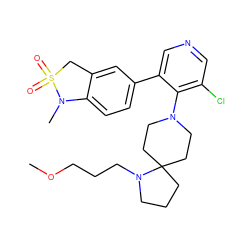 COCCCN1CCCC12CCN(c1c(Cl)cncc1-c1ccc3c(c1)CS(=O)(=O)N3C)CC2 ZINC000653845386