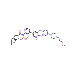 COCCCN1CCN(c2ccc(Nc3cc(-c4ccnc(N5CCn6c(cc7c6CC(C)(C)C7)C5=O)c4CO)cn(C)c3=O)nc2)CC1 ZINC001772644601