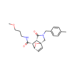 COCCCNC(=O)[C@@H]1[C@@H]2C(=O)N(Cc3ccc(C)cc3)C[C@@]23C=C[C@H]1O3 ZINC000100448503