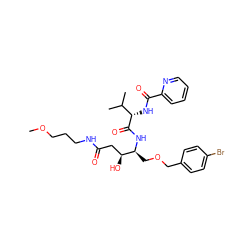 COCCCNC(=O)C[C@H](O)[C@H](COCc1ccc(Br)cc1)NC(=O)[C@@H](NC(=O)c1ccccn1)C(C)C ZINC000014945927