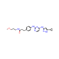 COCCCNC(=O)CCc1ccc(Nc2nccc(Nc3cc(C4CC4)[nH]n3)n2)cc1 ZINC000203005543