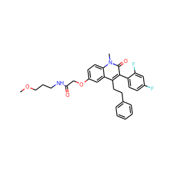 COCCCNC(=O)COc1ccc2c(c1)c(CCc1ccccc1)c(-c1ccc(F)cc1F)c(=O)n2C ZINC000064559704