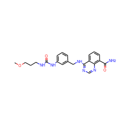 COCCCNC(=O)Nc1cccc(CNc2ncnc3c(C(N)=O)cccc23)c1 ZINC000114345486