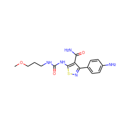 COCCCNC(=O)Nc1snc(-c2ccc(N)cc2)c1C(N)=O ZINC000145685902