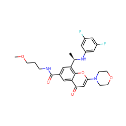 COCCCNC(=O)c1cc([C@@H](C)Nc2cc(F)cc(F)c2)c2oc(N3CCOCC3)cc(=O)c2c1 ZINC000116738556