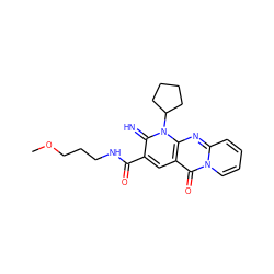 COCCCNC(=O)c1cc2c(=O)n3ccccc3nc2n(C2CCCC2)c1=N ZINC000100560181