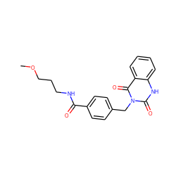 COCCCNC(=O)c1ccc(Cn2c(=O)[nH]c3ccccc3c2=O)cc1 ZINC000002952230