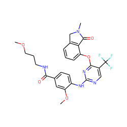 COCCCNC(=O)c1ccc(Nc2ncc(C(F)(F)F)c(Oc3cccc4c3C(=O)N(C)C4)n2)c(OC)c1 ZINC000146072818