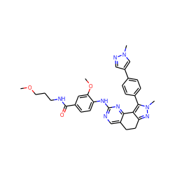 COCCCNC(=O)c1ccc(Nc2ncc3c(n2)-c2c(nn(C)c2-c2ccc(-c4cnn(C)c4)cc2)CC3)c(OC)c1 ZINC000224946698