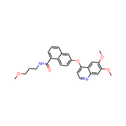 COCCCNC(=O)c1cccc2cc(Oc3ccnc4cc(OC)c(OC)cc34)ccc12 ZINC000029133909