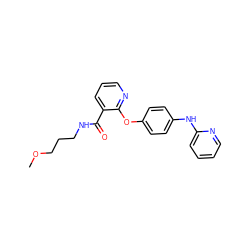 COCCCNC(=O)c1cccnc1Oc1ccc(Nc2ccccn2)cc1 ZINC000147467471