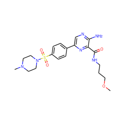 COCCCNC(=O)c1nc(-c2ccc(S(=O)(=O)N3CCN(C)CC3)cc2)cnc1N ZINC000038431916