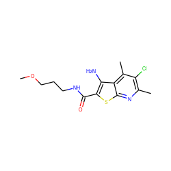 COCCCNC(=O)c1sc2nc(C)c(Cl)c(C)c2c1N ZINC000095596034