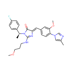 COCCCNC1=N/C(=C\c2ccc(-n3cnc(C)c3)c(OC)c2)C(=O)N1[C@@H](C)c1ccc(F)cc1 ZINC000058591599