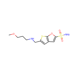 COCCCNCc1cc2cc(S(N)(=O)=O)oc2s1 ZINC000001889954