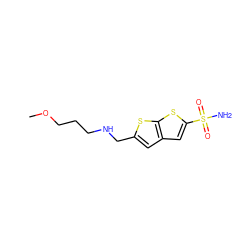 COCCCNCc1cc2cc(S(N)(=O)=O)sc2s1 ZINC000002001450